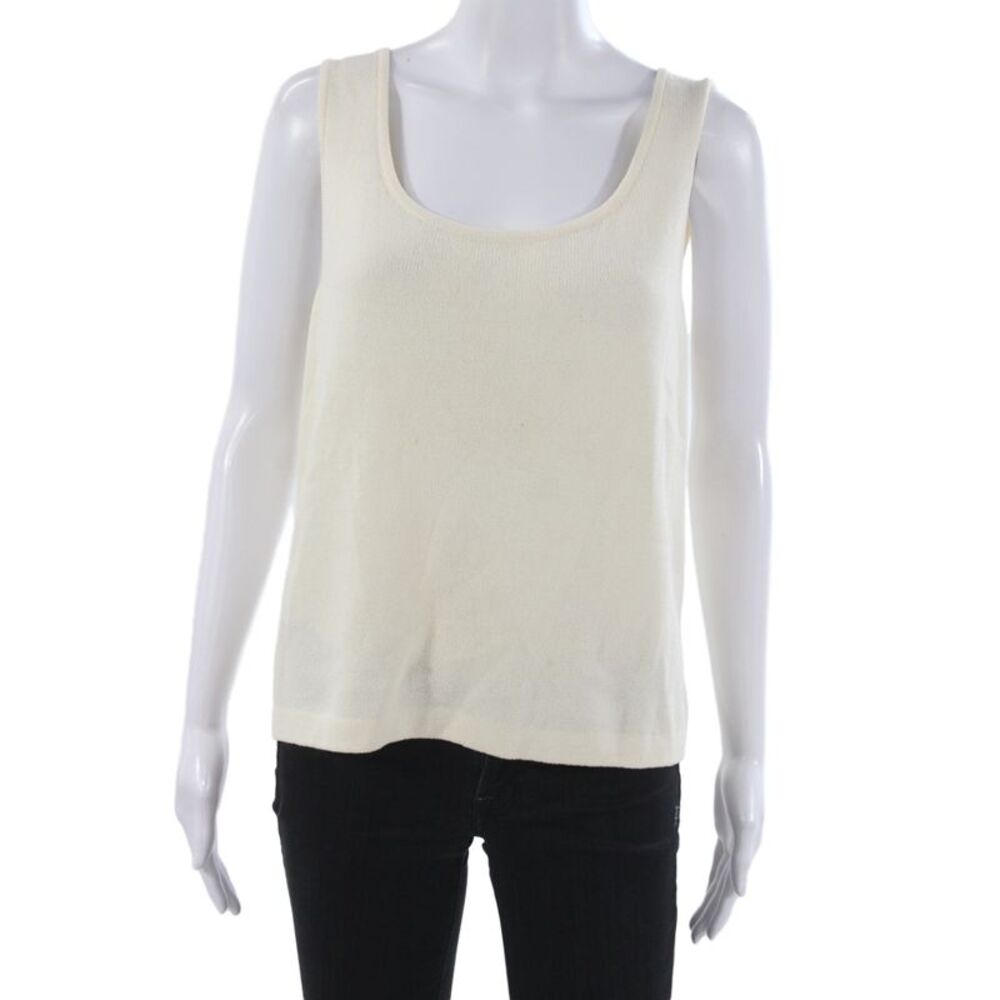 St. John Caviar Women Basic Sleeveless Tank Beige Wool Rayon Size L